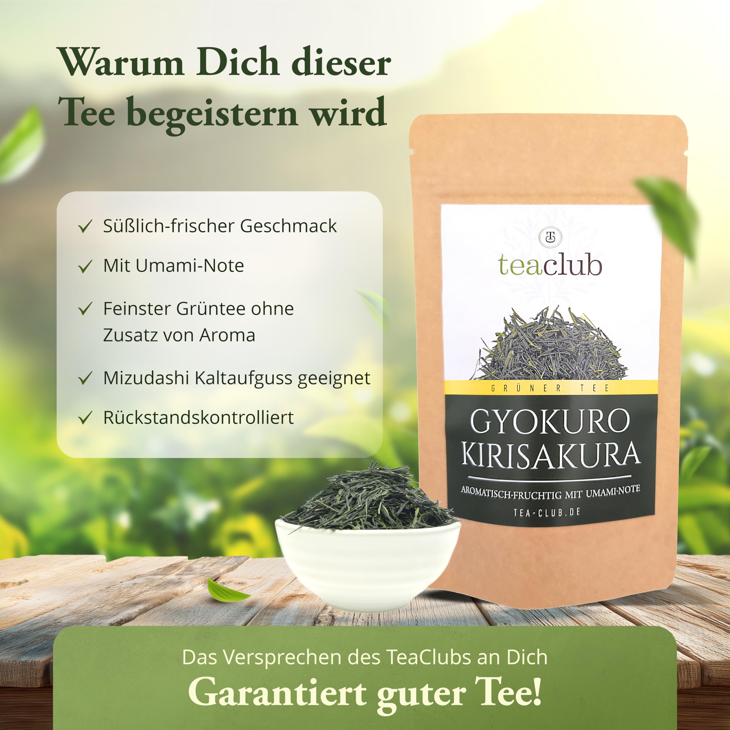 Gyokuro Kirisakura Grüner Tee aus Japan, Aromatisch-Fruchtig mit Intensiver Süße und Umami, Japanischer Grüntee Lose Premium Qualität
