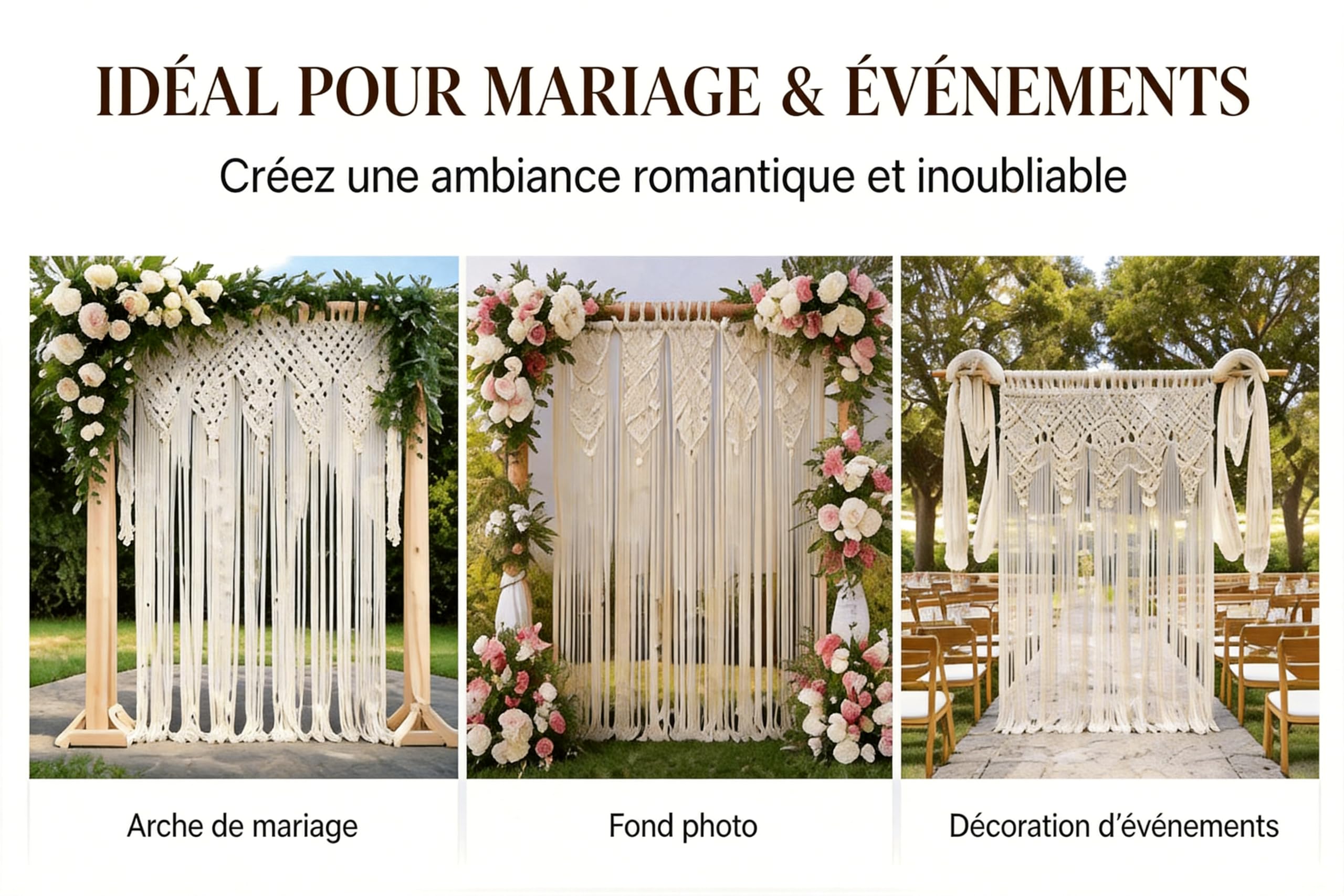 Rideau de porte tissé en style Boho, tapisserie, 90x180 cm, 90x200 cm, 100x200 cm, dentelle en coton, macramé, décor mural pour mariage, arc de fenêtre, décoration de maison, beige (100x200