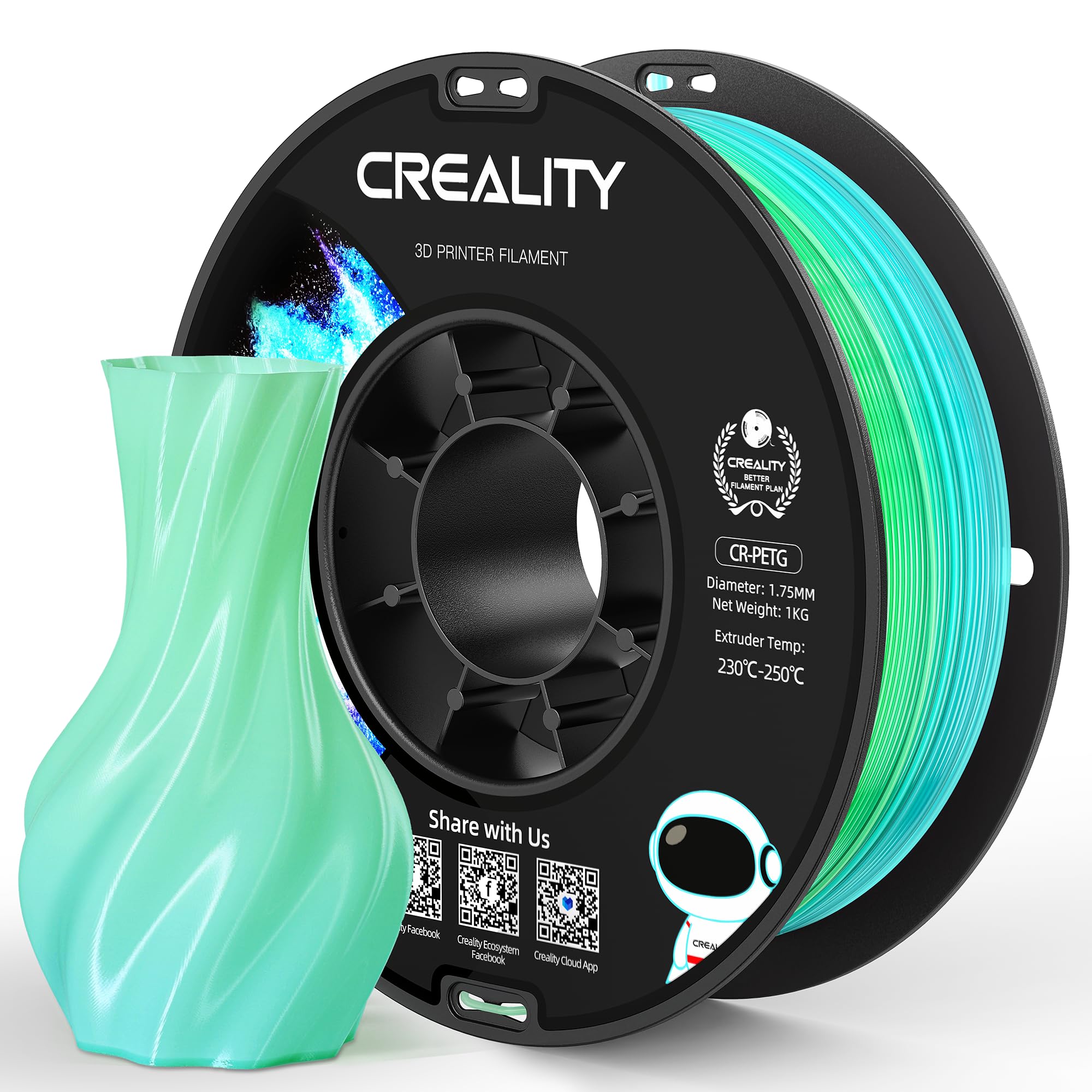 Official CREALITY PETG 3D Printer Filament 1.75mm 1KG BlueGreenGradient
