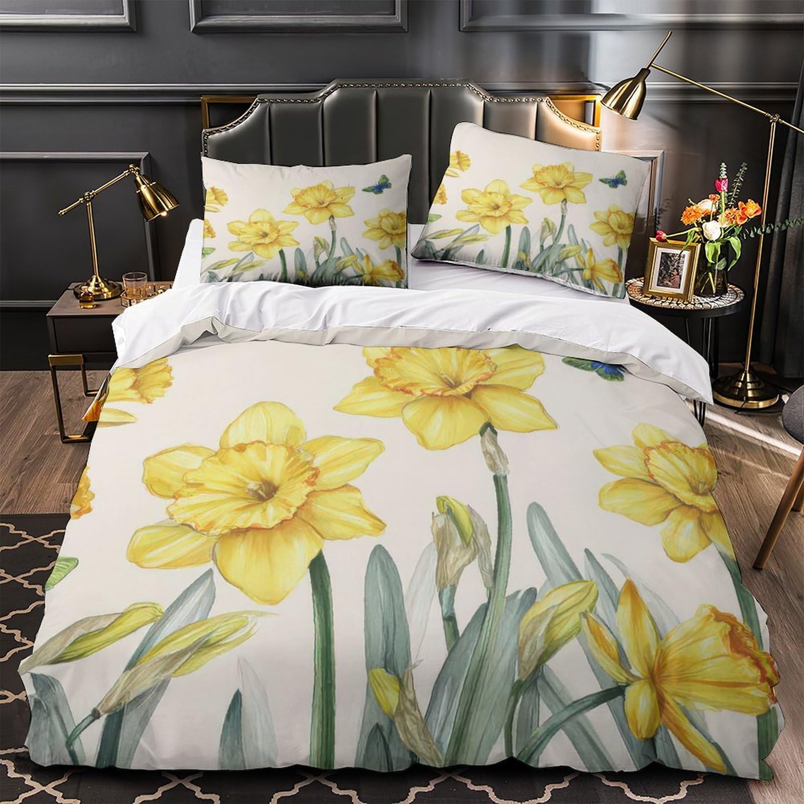 Housse de couette jardin botanique 200x200cm parure de lit décoration chambre enfant