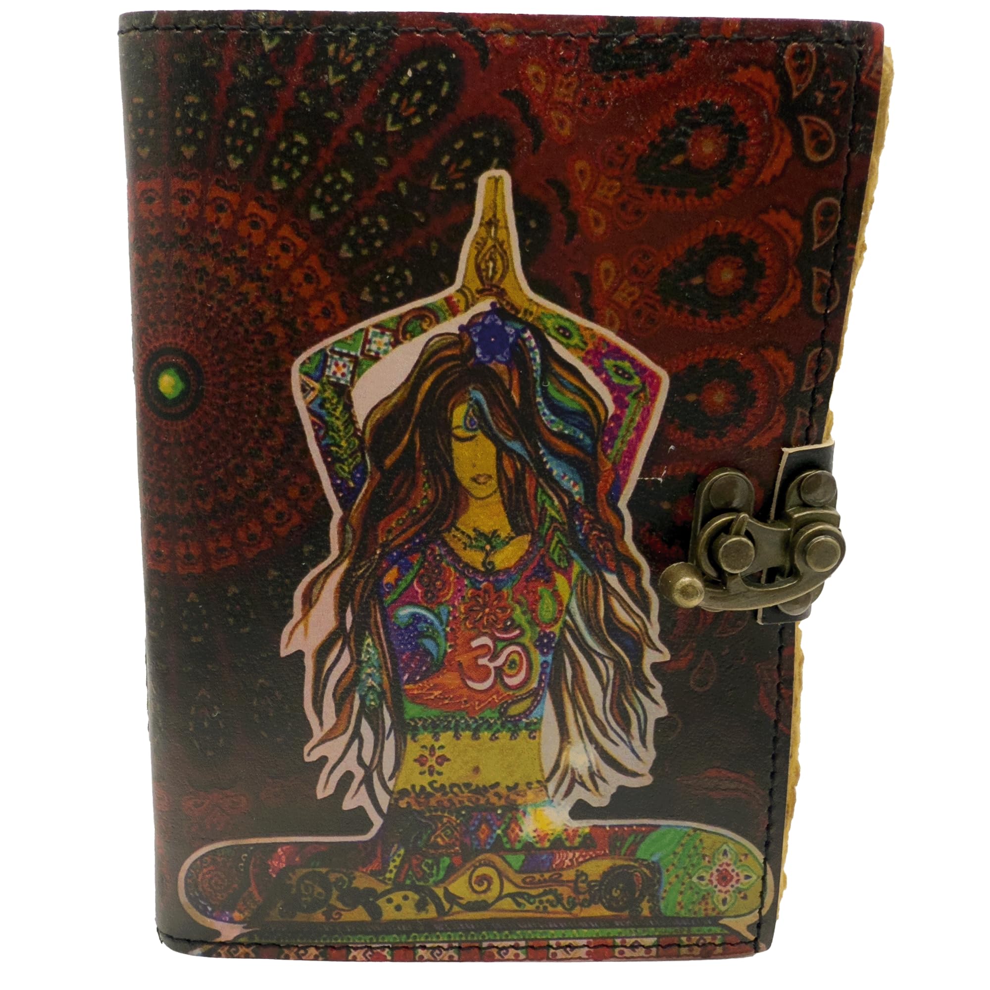Keskin Handmade Leather Grimoire Journal Spell Book of Shadows for Witchcraft, Wicca, Witch Diary & Notebook Vintage Blank Journal for Spells and Ritual Notes, 18 x 12 cm (Meditation)