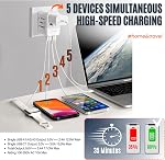 Universal Travel Adapter, All in One Wall Charger with High Capacity 10A and 2.4A 3xUSB, 3.0A Type-C, European Adapter, Worldwide AC Outlet Plugs for UK, EU, AU & Asia