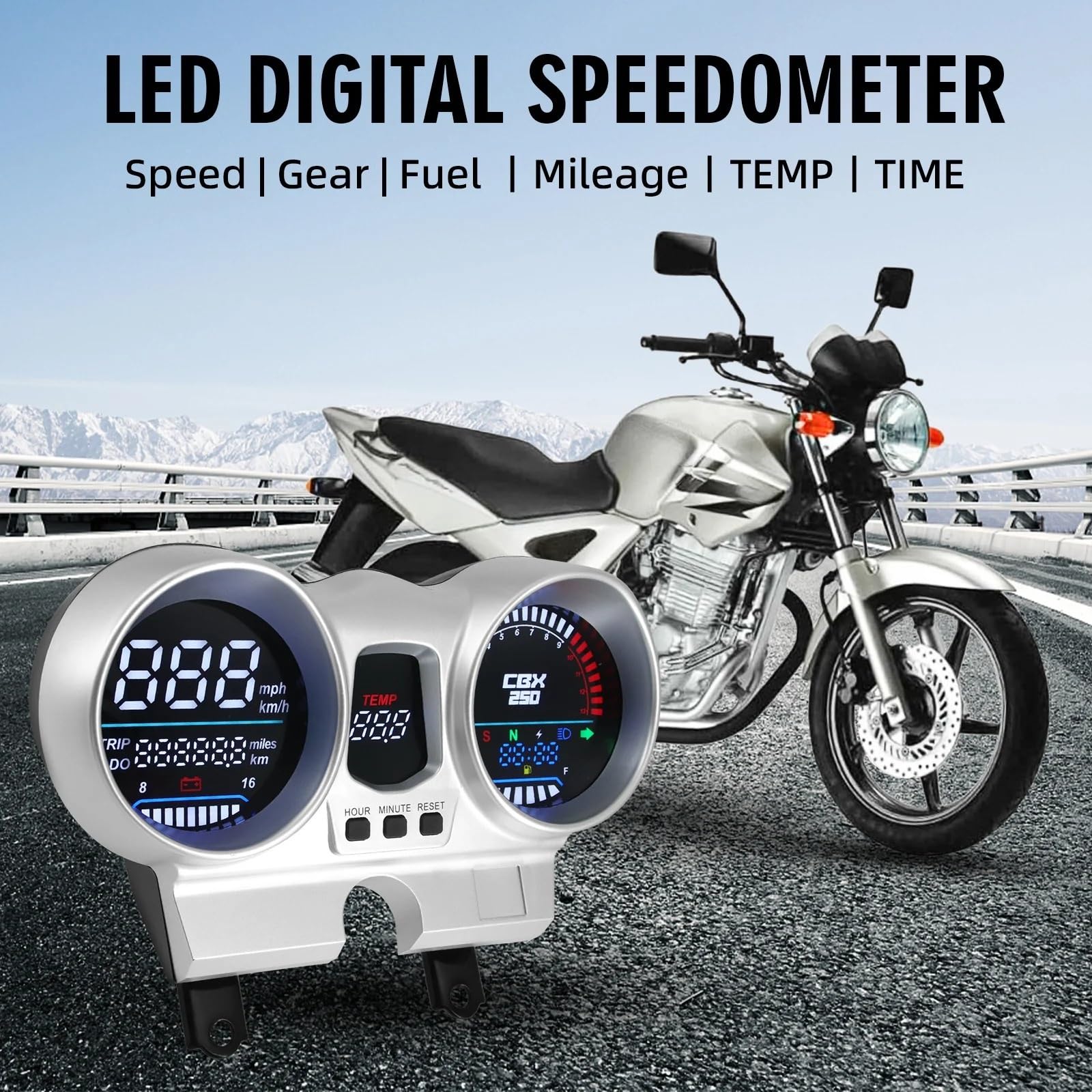 LED cyfrowy 12V prędkościomierz motocyklowy obrotomierz licznik kilometrów deska rozdzielcza pasuje do Honda CBX250 CBF250 Twister 2001-2008 czujnik położenia sprzęgła
