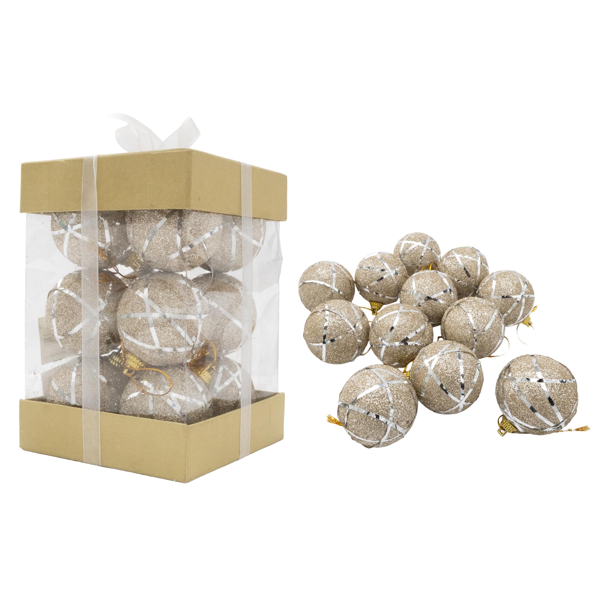 Shatchi 12Pcs Christmas 4Cm Hanging Silver Baubles Soft Foam Glittered Shatterproof Pendant Ornaments Xmas Tree Decorations from B&Q