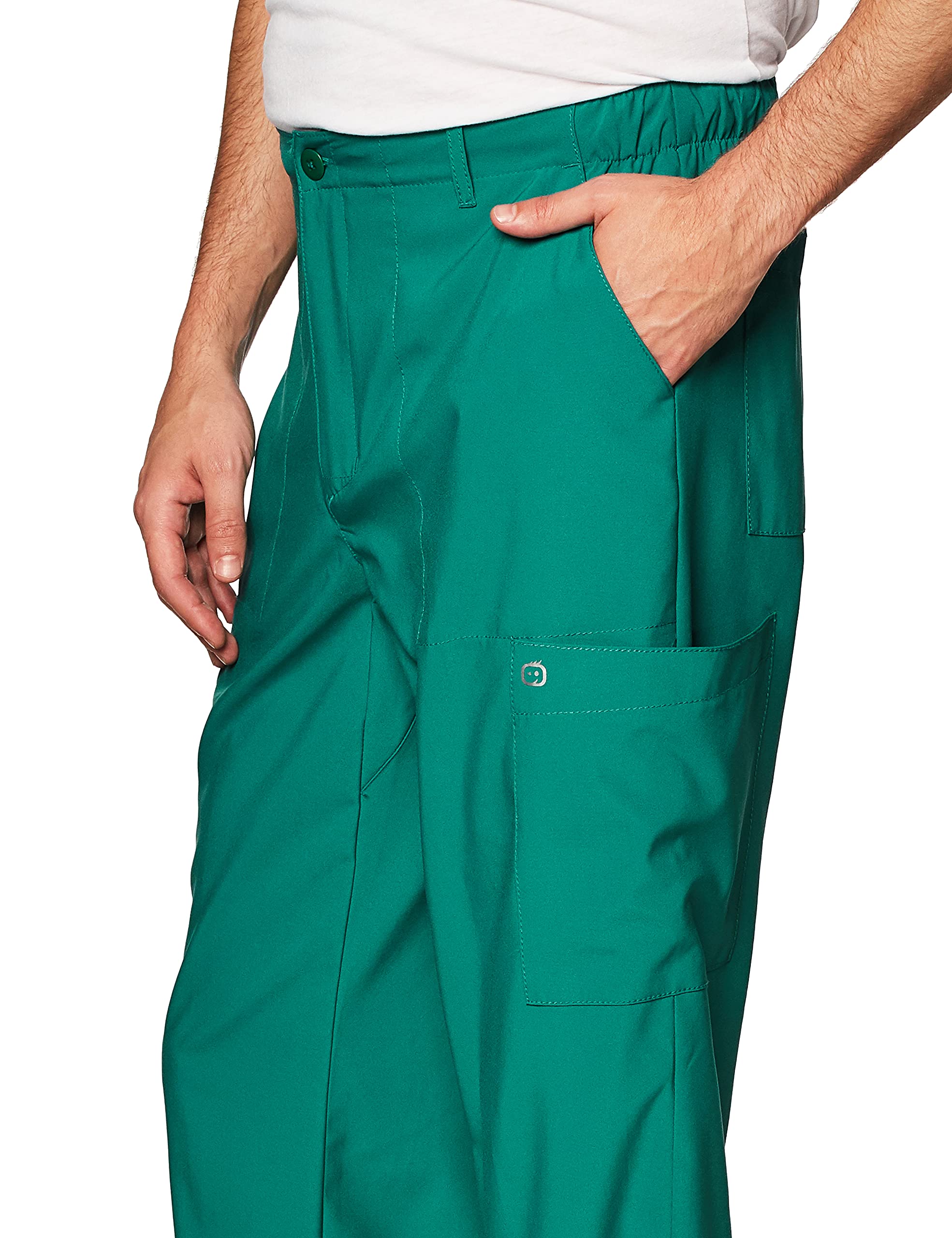 WonderWink 5355AHUNTMD W123 męskie płaskie przednie spodnie z kieszeniami cargo z przodu, Hunter Green, standardowy rozmiar M