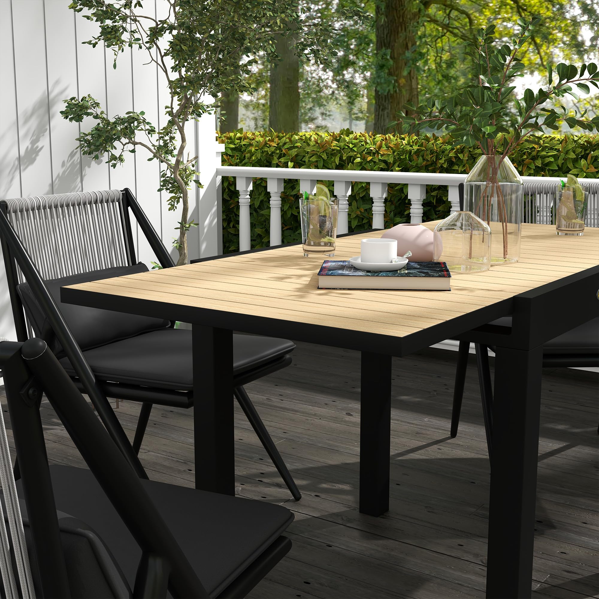 Outsunny Tavolo da Giardino Allungabile in Alluminio per 4-6 Persone, 81/162x80 cm Tavolo da Pranzo Estensibile da Esterno con Piano a Doghe, per Patio Terrazzo Balcone, Giallo