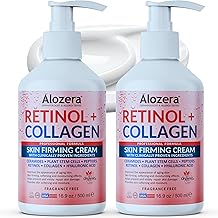 Alozera Skin Firming Retinol Collagen Face & Body Lotion with Stem Cells for Aging Skin and Wrinkles, Non-Greasy, Lightweight Moisturizer, Fragrance-Free, 16.9 oz (2-Pack)