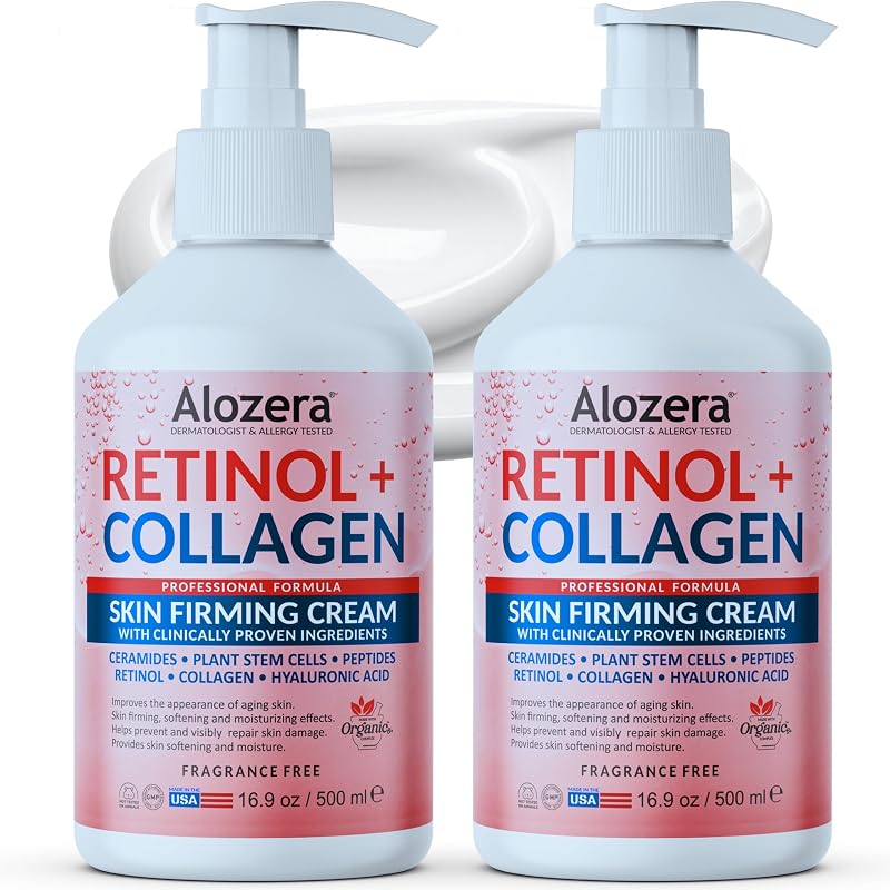 Loção corporal Alozera com retinol e colágeno, 16,9 oz, pacote com 2