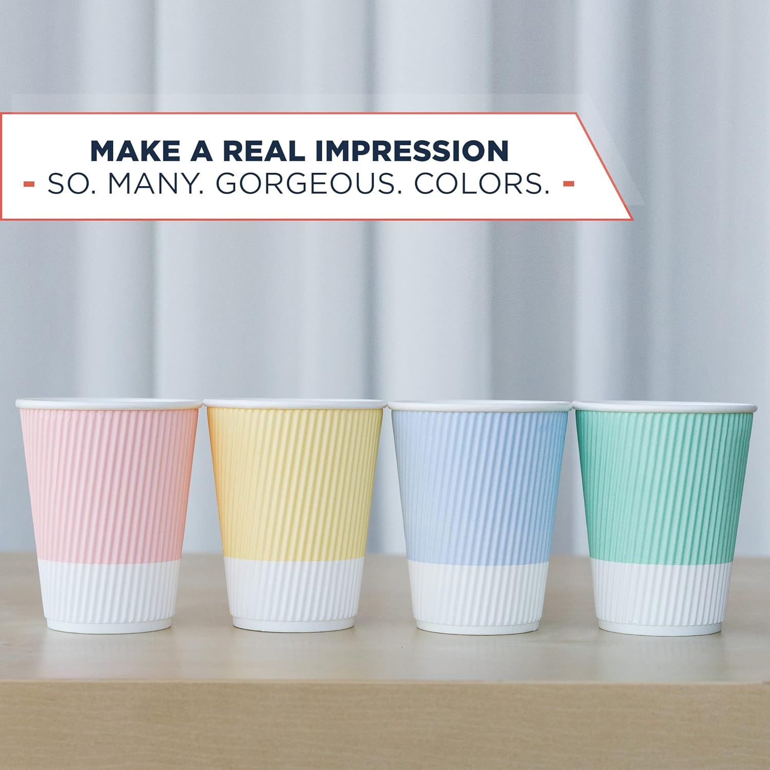 Disposable Coffee Cups With Lids - (80 set) 12 oz Paper To Go Coffee Cups With Resealable Lids Prevent Leaks! Travel Insulated Hot Beverage Drink Cup. Will Not Bend With Heat or Burn Fingers