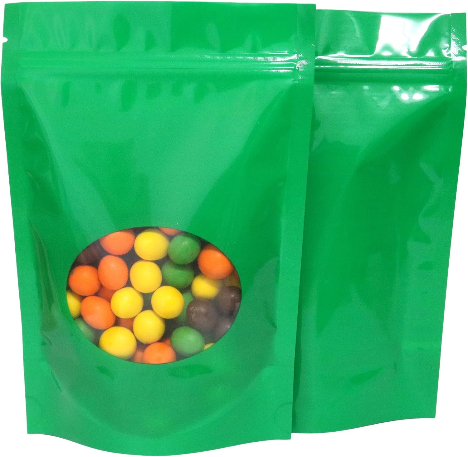 100 Double-Sided Matte/Glossy Color with Clear Round Window Stand-Up Pouch (5.5" x 7.9", Glossy Mixed)