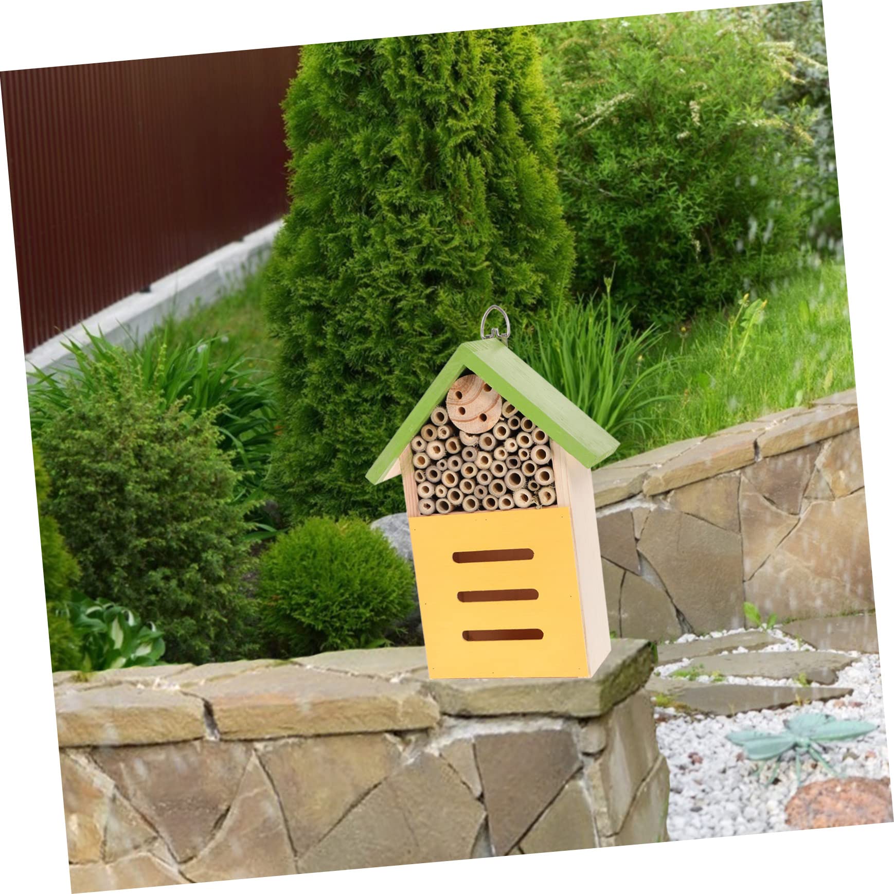 Casetta Decorativa in Legno per Insetti, Rifugio da Giardino Verde, Stile Casetta Rustica per Esterni, Elemento Naturale