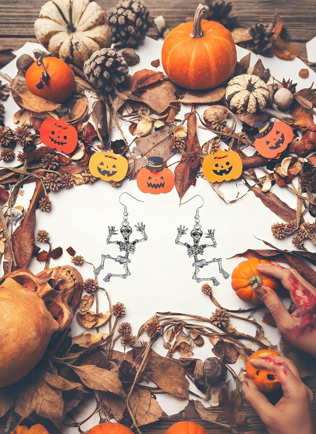 2025 Halloween Gifts for Women,Gothic Skeleton Dangle Earrings for Adults/Female,Scary Skull Earrings for Mom/Daughter/Sister/Teacher - Image 5