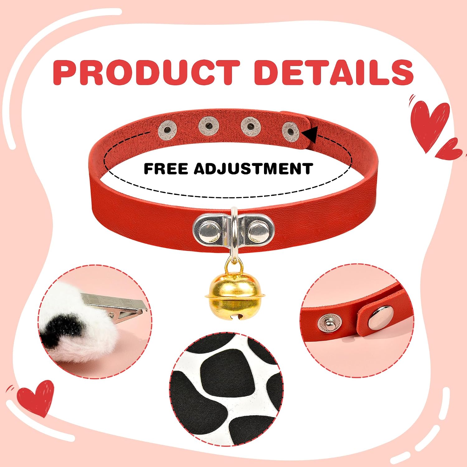 Gofriipai Dalmatian Costume Set Include Dalmatian dog ears headband Dog Tail Choker Felt Sticker Halloween Cosplay Party Dress Up Accessories