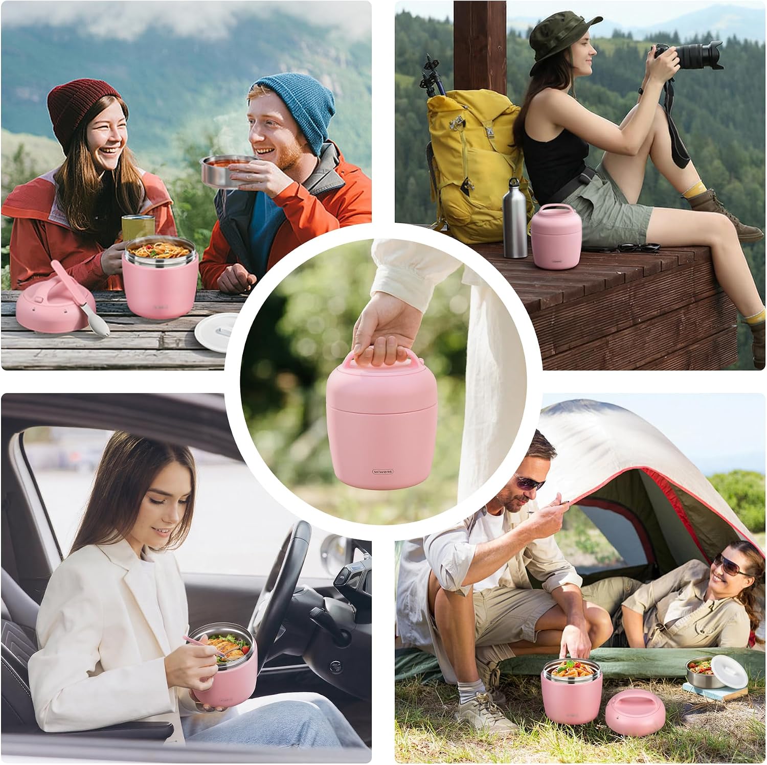 wiwens 32oz Thermo Food Jar Adults Kids Insulated Soup Lunch Container for Hot Food Wide Mouth Vacuum Stainless Steel Leakproof Bento Box with Spoon