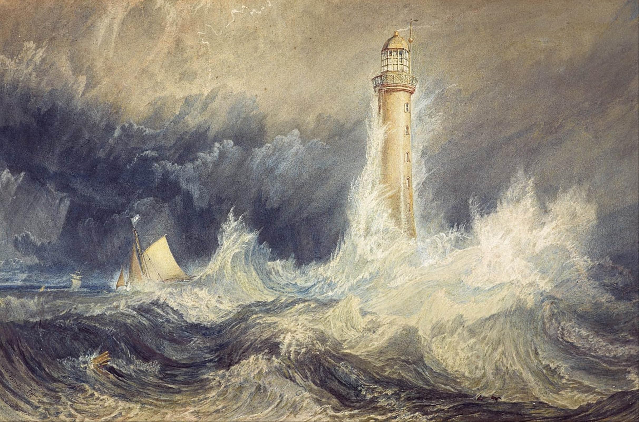 ARTXLXXBN Famous Art Print Poster Vintage Wall Art Bell Rock Lighthouse by Mallord William Turner Canvas Art Poster for Home Decor 60x90cm