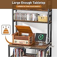 Vista 5 de Soporte grande para tocadiscos con estante de almacenamiento de vinilo, mesa para tocadiscos de 5 niveles con capacidad para más de 500 álbumes