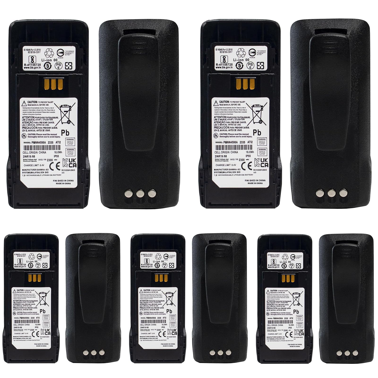 Teseko 5 Pack PMNN4598A PMNN4598 PMNN4600 PMNN4600A 7.2V 2300mAh Li-ion Battery Replacement for Motorola R2 with Belt Clip