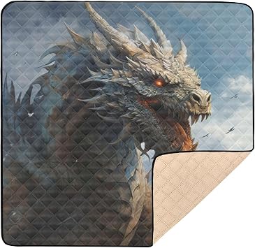 Fierce Dragon Baby Play Mat for Floor 127x127cm Soft Foldable Crawling Mat Waterproof Non-Slip Floor Mat Kids Playmat for Infants Babies Toddlers