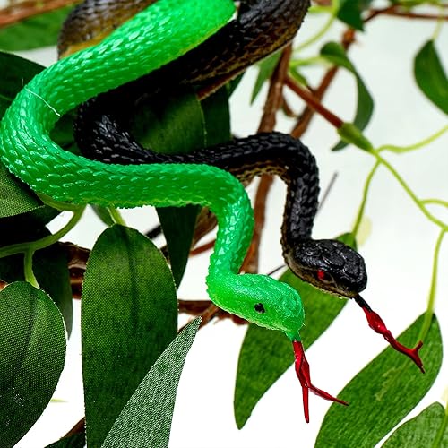 Miniatura 7 de Skylety 15 serpientes de goma realistas de 17.7 pulgadas, accesorios de serpiente de plástico falso para accesorios de jardín para mantener alejados