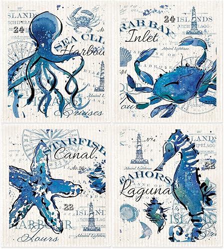 Morigins Paños de cocina suecos para cocina, paños de cocina suecos de verano, paños de esponja de celulosa, toallas de papel reutilizables