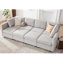 Modular Sleeper Sofa, Reversible Sectional Sofa Bed with 8 Seat Modular Couch and Storage, Chaise, Grey
