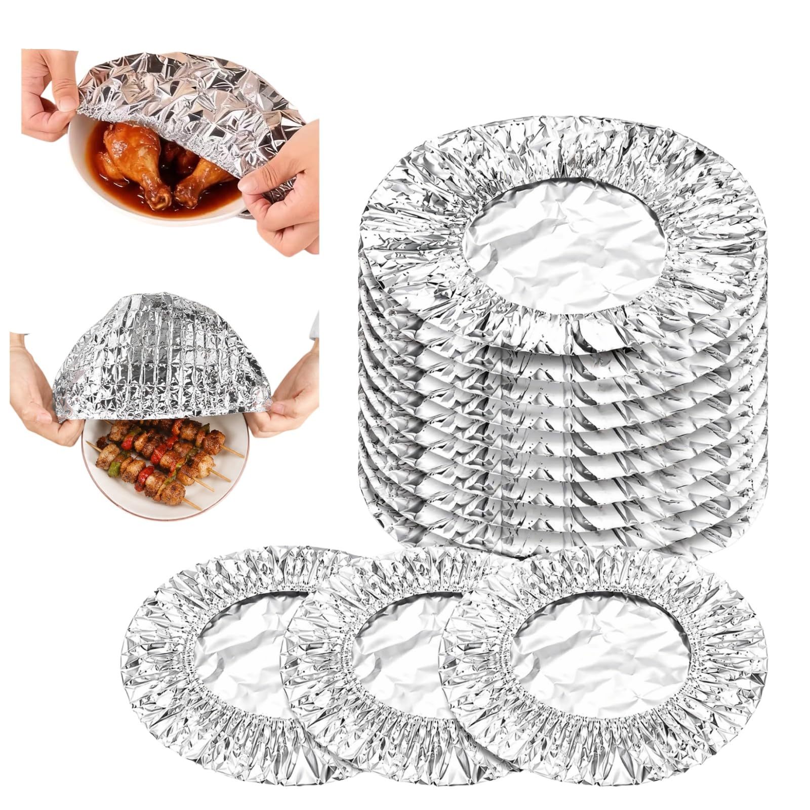 50Pcs Repeatable Aluminium Foil Film Insulation Cover, Adjustable Food Storage Covers Aluminum Foil Food Covers Kitchen Fresh-Keeping Insulation Film