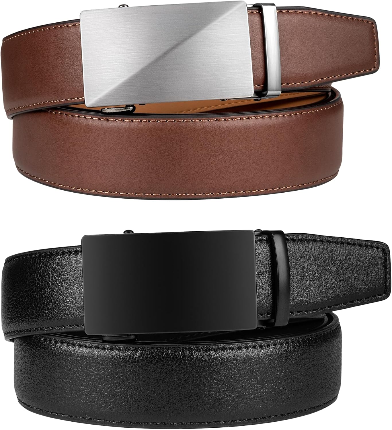 Zitahli Ratchet Belt for Men - 2 Packs Leather Mens belt For Gift Men Dress and Casual,Trim to Fit - Image 2