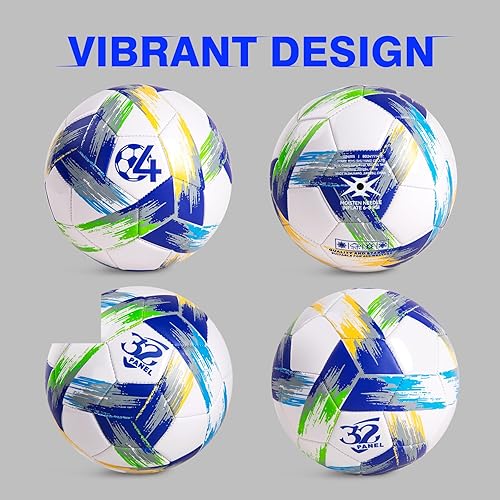 Miniatura 5 de Balón de fútbol de tamaño 2345 con bomba y bolsa, pelota desinflada, paquete de 1, 2 o 3 unidades, color blanco y negro clásico, pelota de fútbol