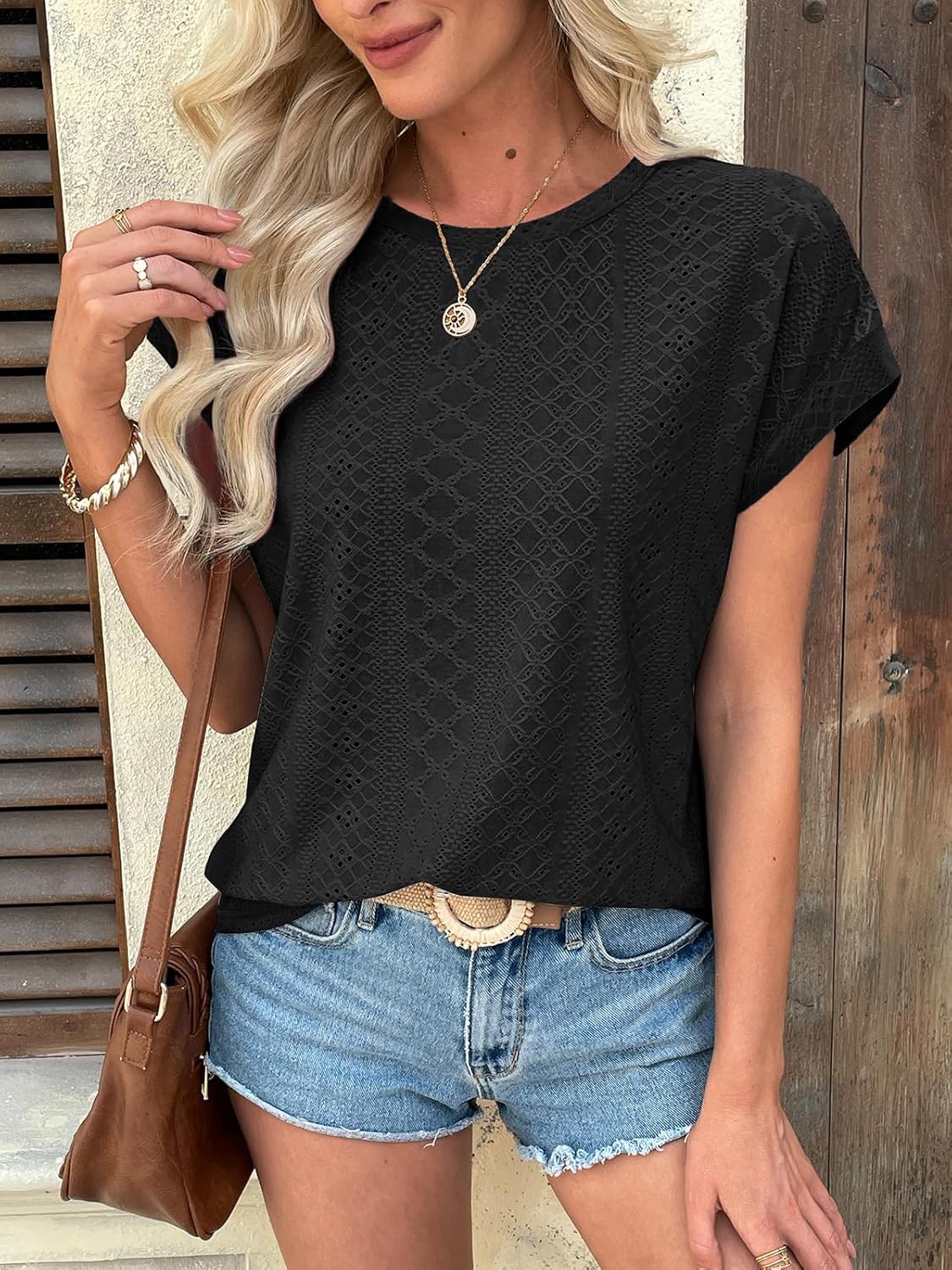 ATHMILE Tops for Women Trendy Short Sleeve Shirts Dressy Casual Cap Blouses with Curved Hem Summer Clothing - Image 2