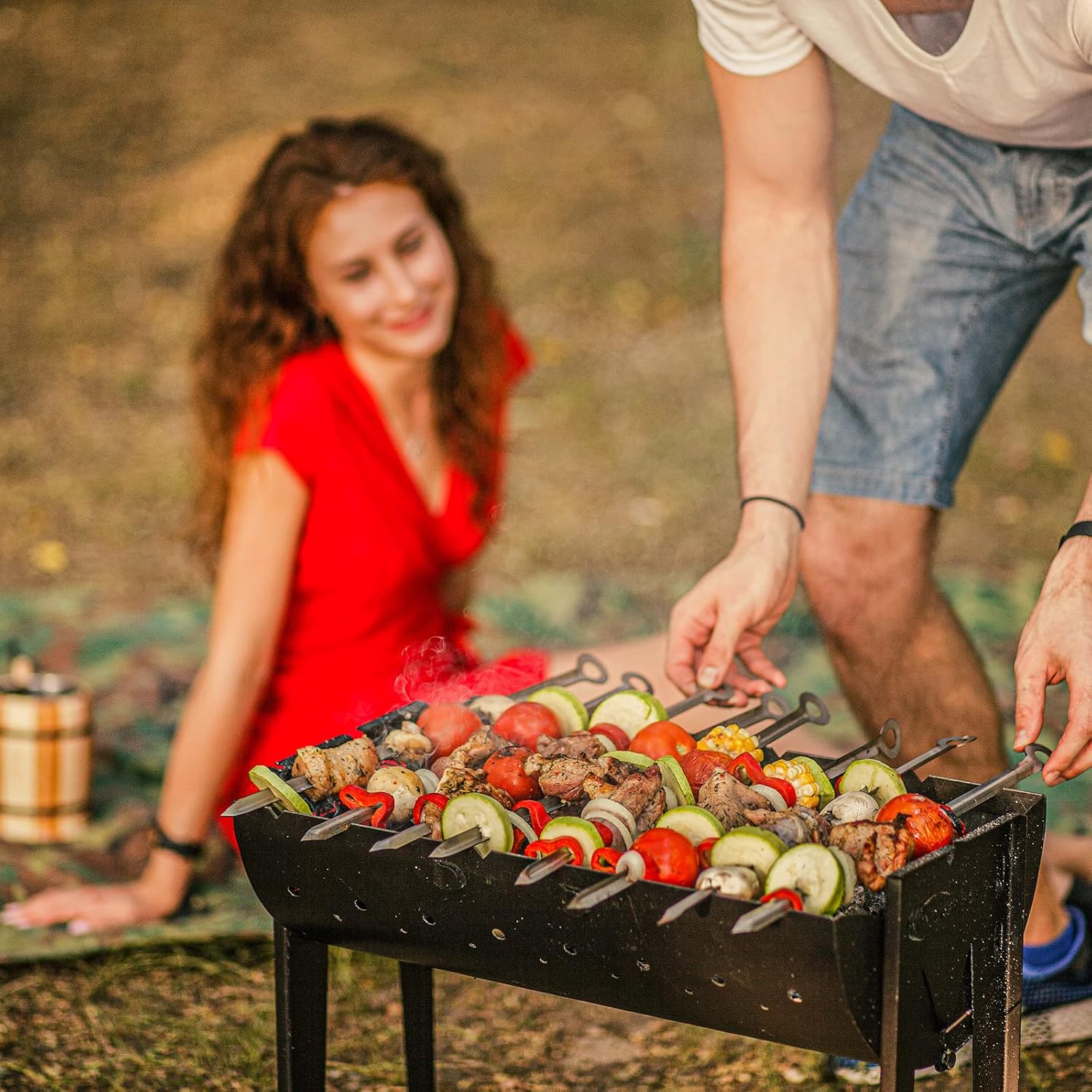 SYTON Mangal Grill with hot, glowing charcoal ready for grilling.