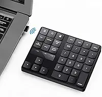 Teclado Numérico, Teclado Numérico Portátil Usb Sem Fio de 35 Teclas Recarregável Ultra-Silencioso Teclado Numérico Externo para Macbook/Macbook Pro/Air e Laptop Windows