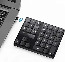 Teclado Numérico, Teclado Numérico Portátil Usb Sem Fio de 35 Teclas Recarregável Ultra-Silencioso Teclado Numérico Externo para Macbook/Macbook Pro/Air e Laptop Windows