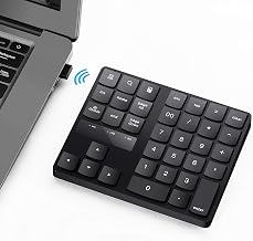Attoe Numeric Keypad, 35-Keys Portable USB Wireless Numeric Keypad Rechargeable Ultra-Silent External Numeric Pad for MacB...