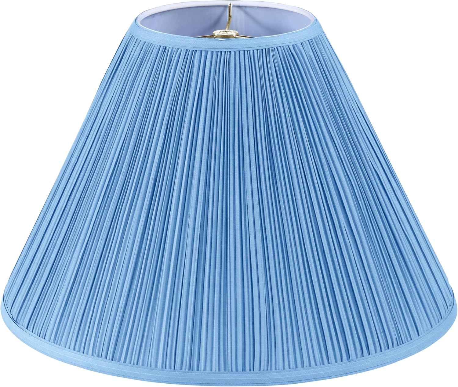 Aspen Creative 33029, Hardback Empire Transitional Spider Lamp Shade, Mushroom Pleated Little Boy Blue Faux Silk Fabric, 7" Top x 18" Bottom x 13" Slant Height