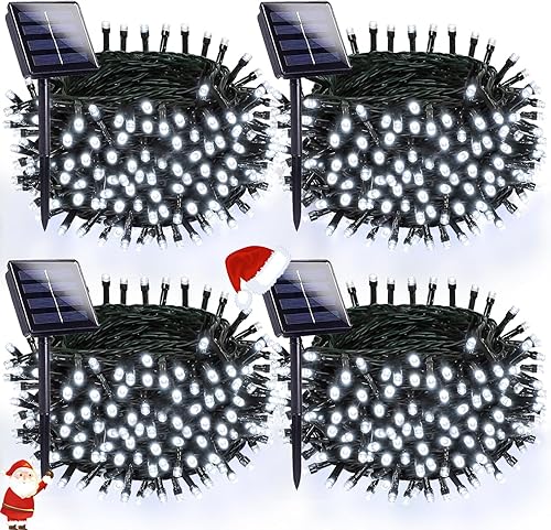 Miniatura 21 de OZS Paquete de 240 luces solares LED para exteriores, impermeables, luces solares de Navidad para exteriores, alambre verde, árbol eléctrico, luz