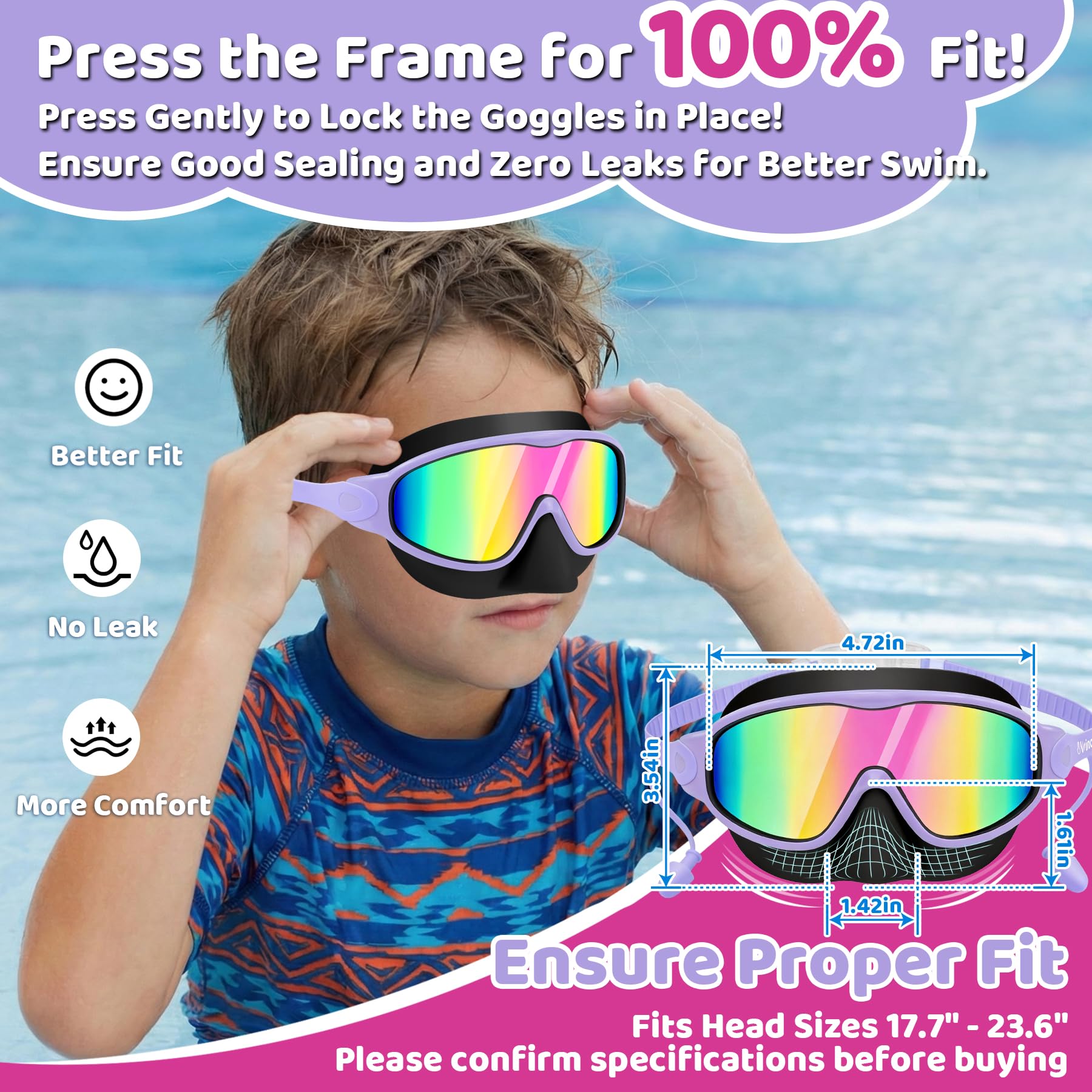 Vvinca Gafas de natación para niños US323