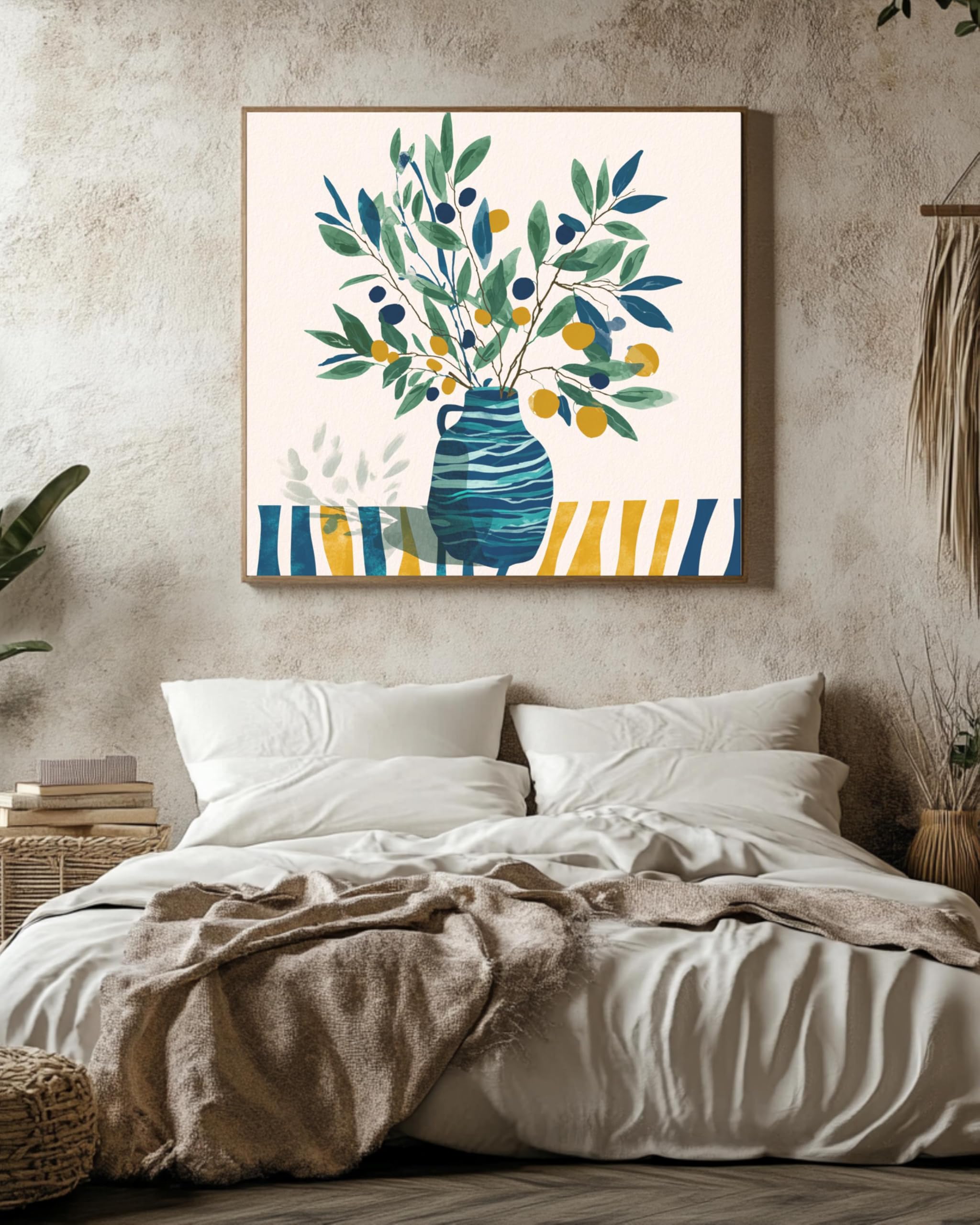 Tongyinli Frameless Classic Matisse Oil Painting, Olive Branch Posters Print, Modern Botanical Canvas Wall Picture For Living Room Home Decor(50X50cm/Frameless)
