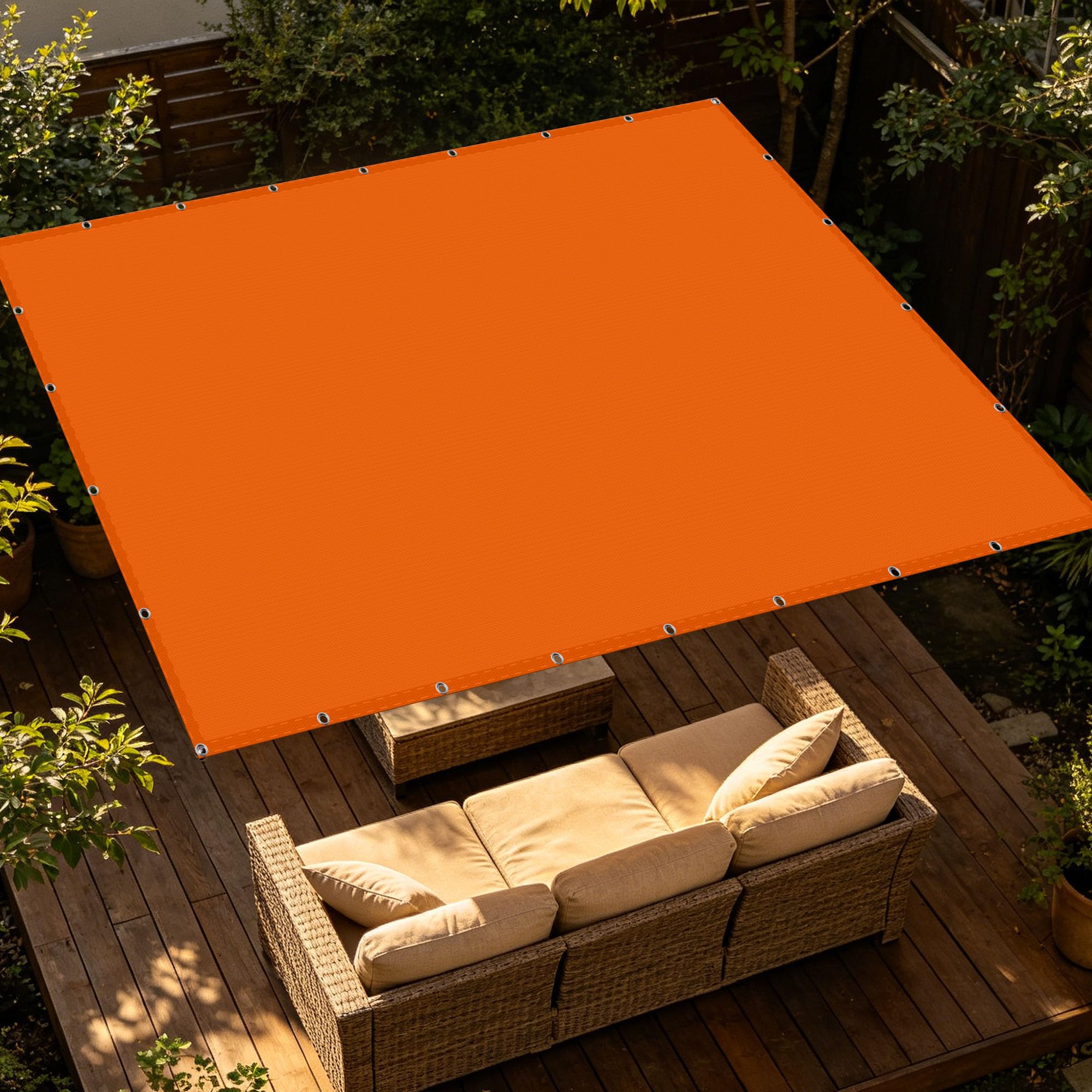 Voile d'ombrage rectangulaire 340x400 cm orange pour bloquer la chaleur du balcon