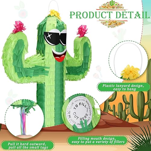 Vista 4 de Piñata de cactus Cinco de Mayo para fiestas de cumpleaños de niños, pequeños cactus mexicanos, piñata, fiestas, fiestas, recuerdos de fiesta