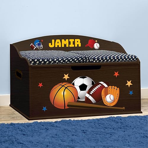 Miniatura 8 de DIBSIES Caja de juguetes personalizada Creative Wonders, deportiva, 30 x 19.25 x 18 pulgadas, tapa de cierre suave (gris cola de milano)