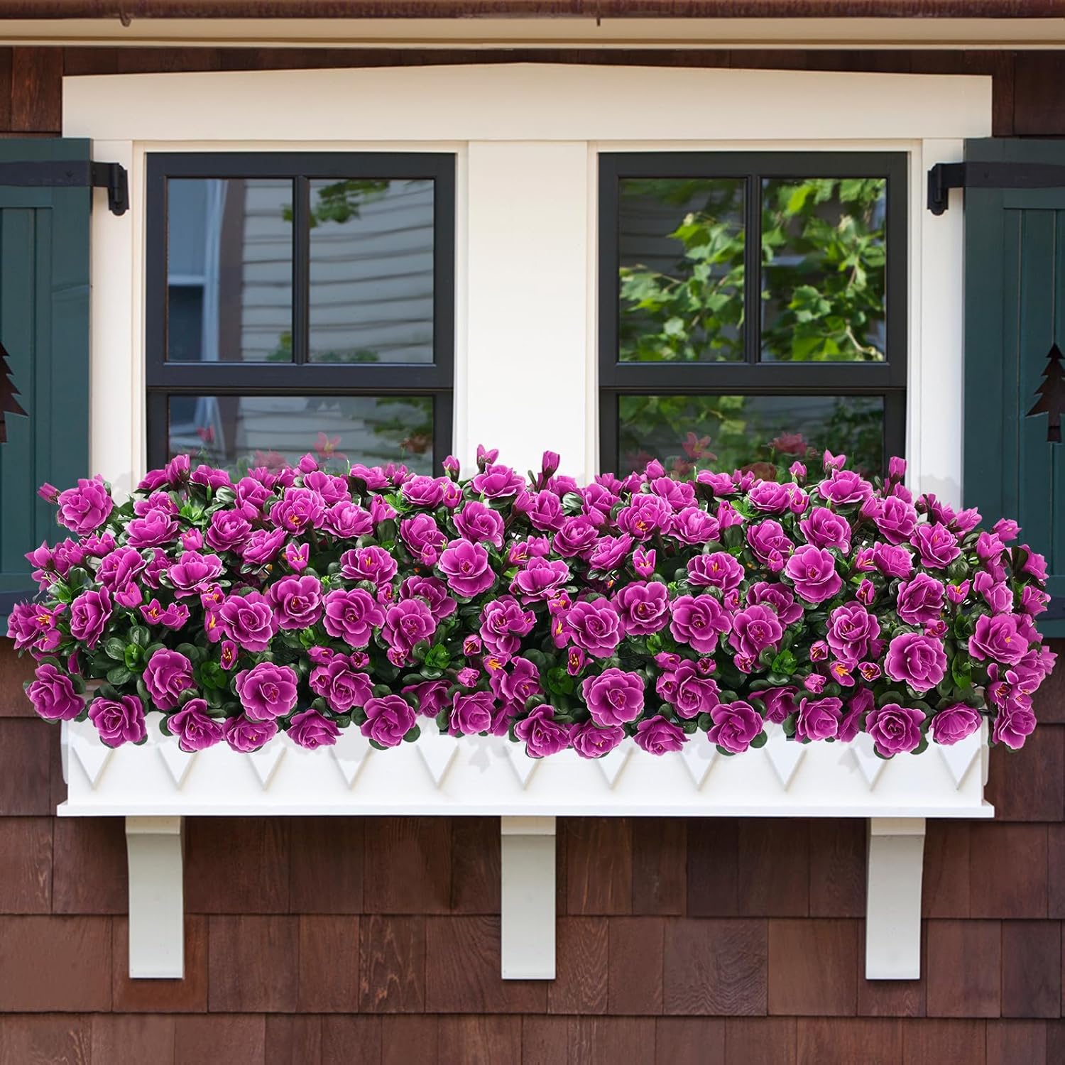 Yastouay Artificial Flowers for Outdoors Decoration, 8 Bundles UV Resistant Fake Outdoor Flowers, Realistic Artificial Plants & Flowers Faux Flowers for Garden Porch Window Box Outdoor Decor (Fuchsia)