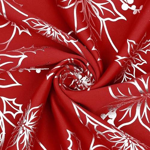 Miniatura 6 de Cortinas de Navidad para sala de estar, cortinas opacas con estampado floral dorado, cortinas opacas con aislamiento térmico y ojales, 52 x 63