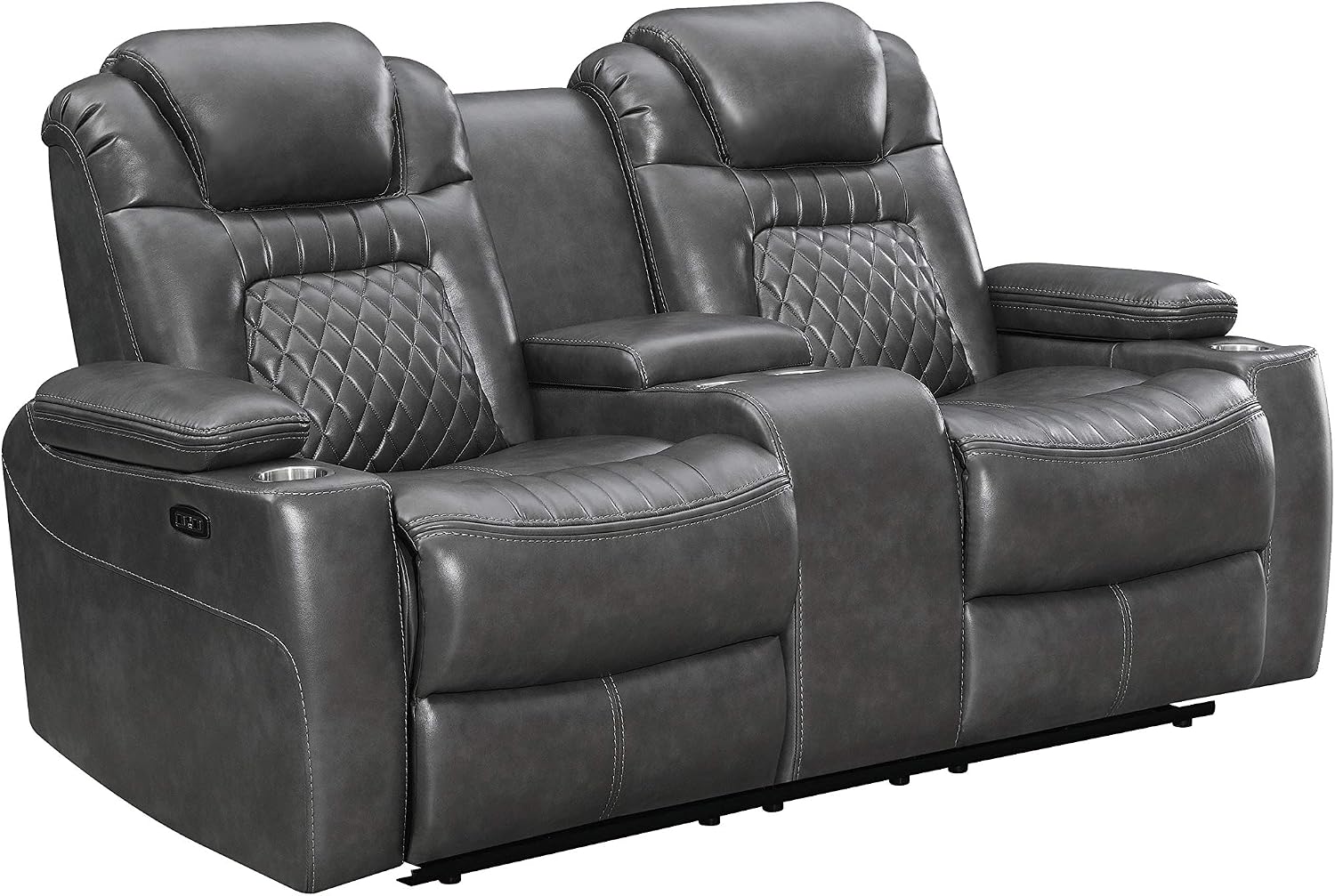 Coaster Home Furnishings Korbach Reclining Seat and Power Headrest Charcoal 3-Piece Living Room Set (603414PP-S3)