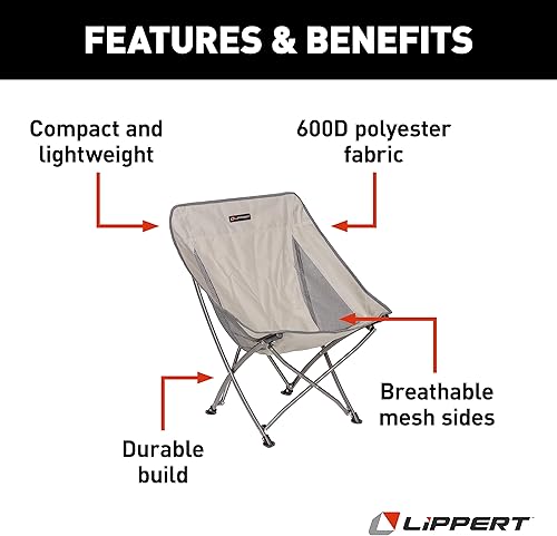 Miniatura 3 de Lippert Baja - Silla de camping plegable compacta, tela de poliéster de 600 denier, laterales de malla transpirable, marco de acero plegable,