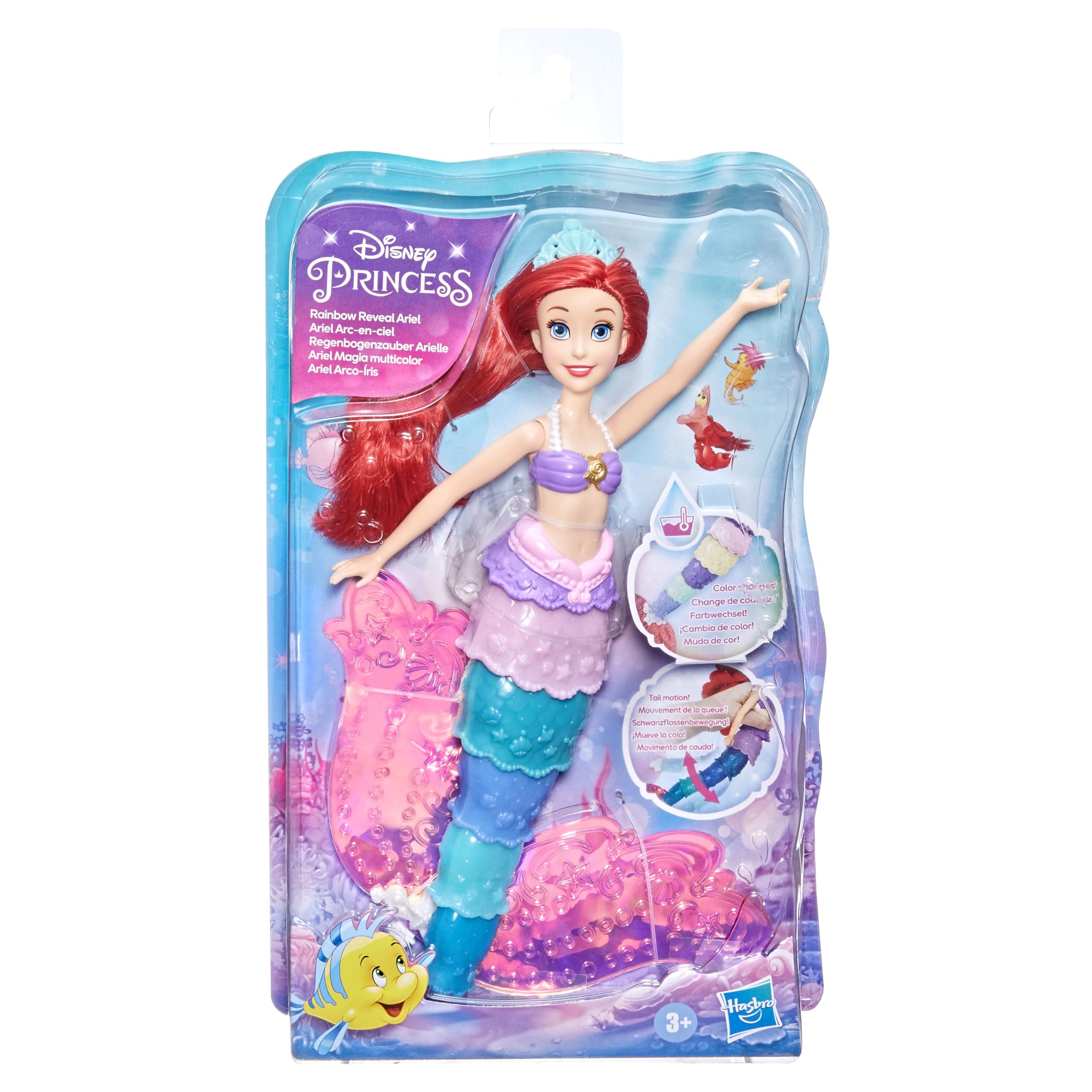 Rainbow Reveal Ariel, Color Change Doll, Disney'S The Little Mermaid Water Toy For Girls 3 Years And Up, F0399