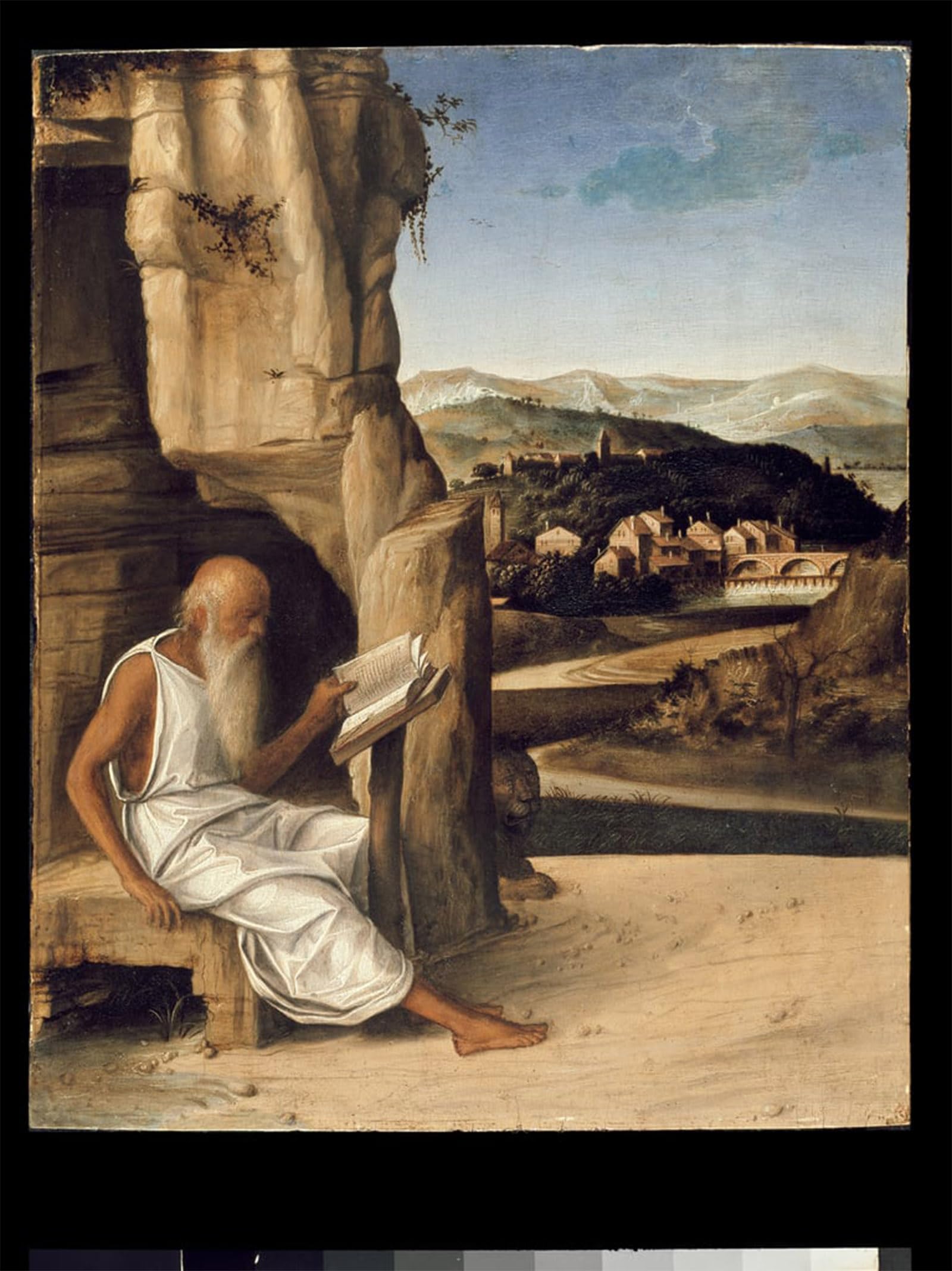 POSTERIIk Vintage Classic Picture Landscape Artwork St Reading in a Landscape by famous artist Portrait Canvas Painting for Office Home Decor 60x90cm