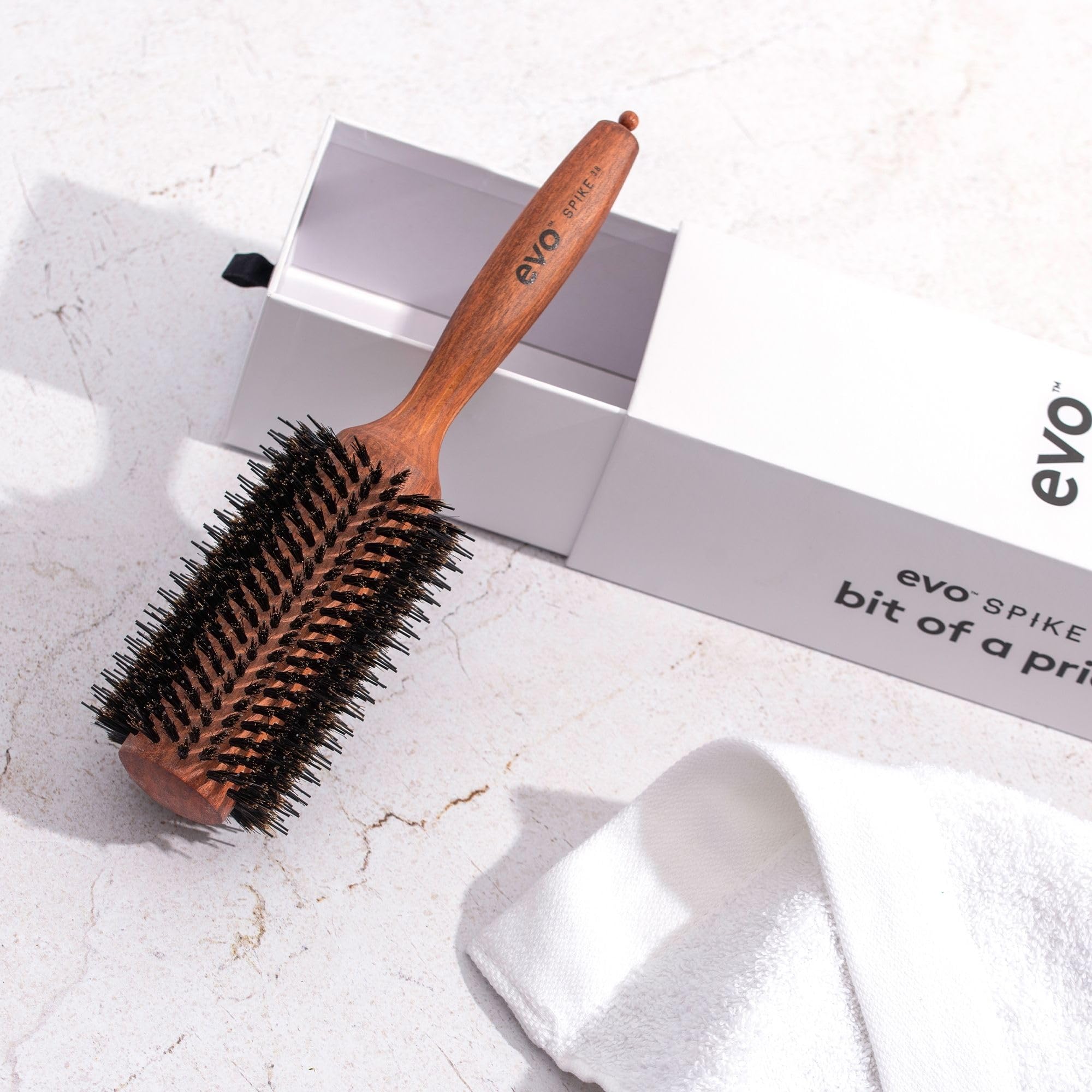 Evo Cepillo radial de nailon con cerdas de jabalí para un secado rápido y fácil, cepillo de pelo para mujeres, mujeres y hombres, fabricado en madera certificada
