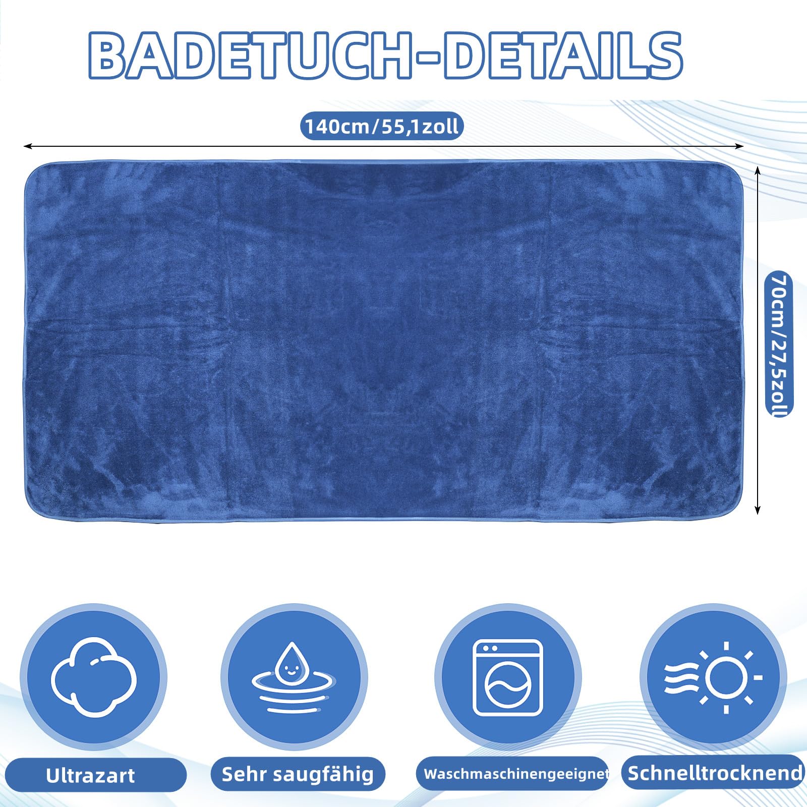 10 toallas de baño grandes para baño, 70 x 140 cm, suaves, absorbentes, paquete grande para uso diario en spa, gimnasio, playa, piscina, hotel (multicolor)