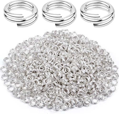 Vista 56 de Aylifu 200 anillos de metal divididos, anillos de salto de doble bucle chapados en níquel de 0.63 pulgadas, pequeños anillos de llavero de cristal