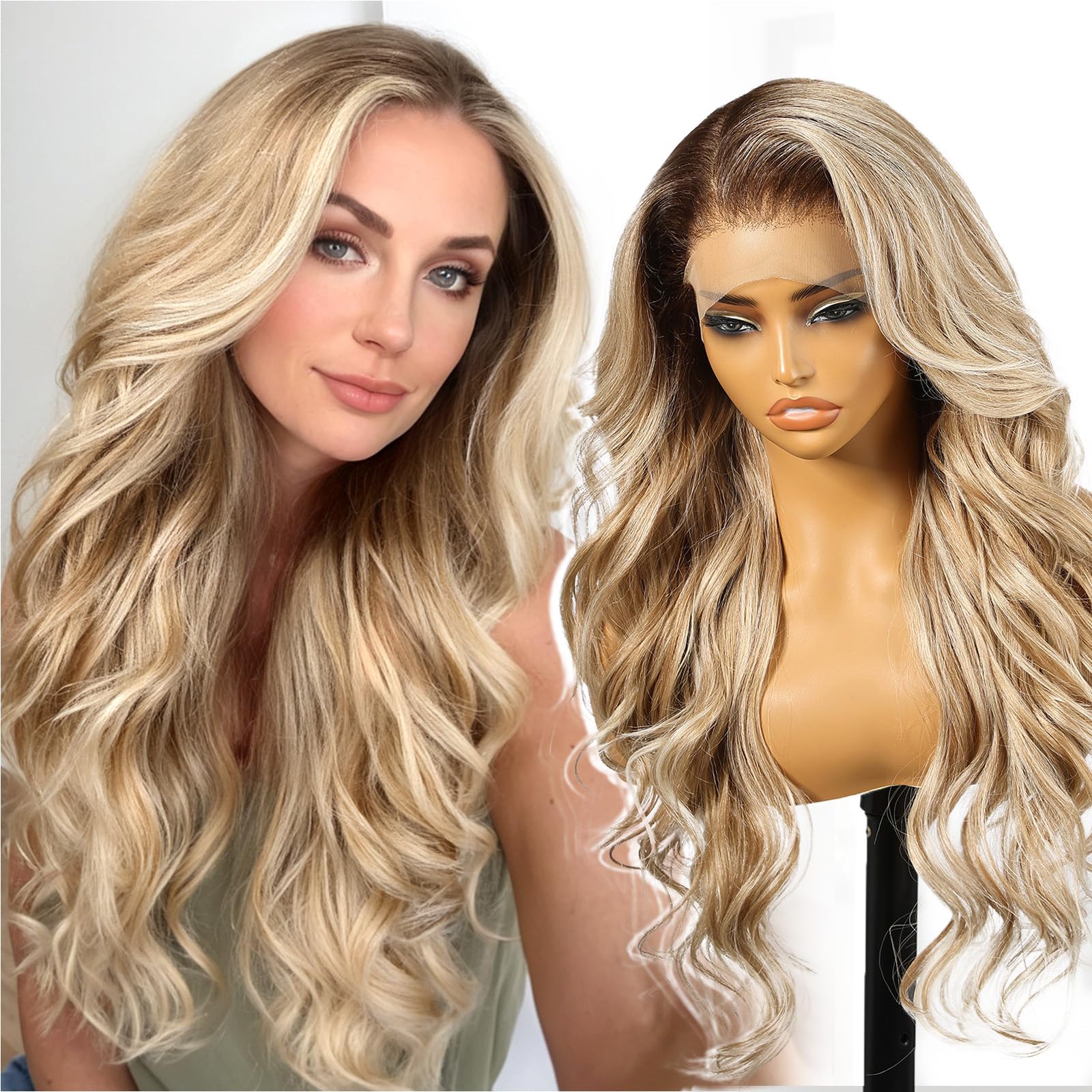 Amazon.com : KOME Dirty Blonde Synthetic Lace Front Wig,13×6  display picture 1